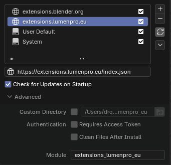 Add Remote Repository dialog in Blender Preferences