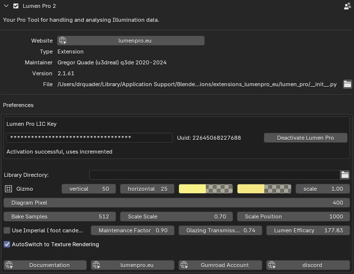 Lumen Pro license activated successfully